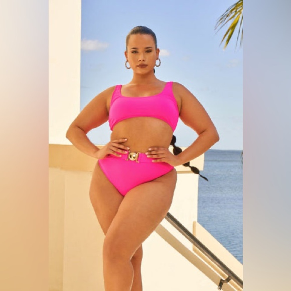 Icon Swim Chic Hot Pink Bikini Set w/ Gold Accent